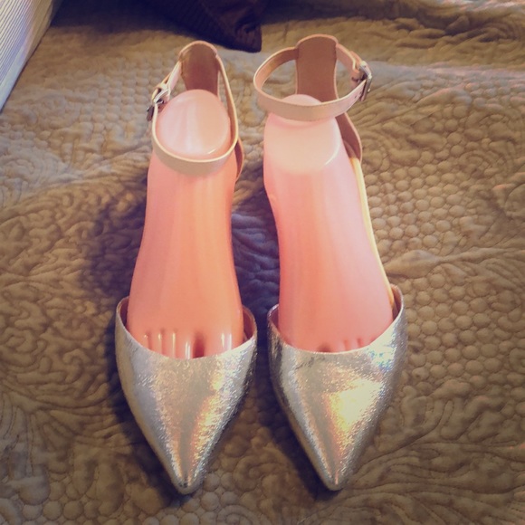 J. Crew Shoes - J Crew Size 10 Silver Flats